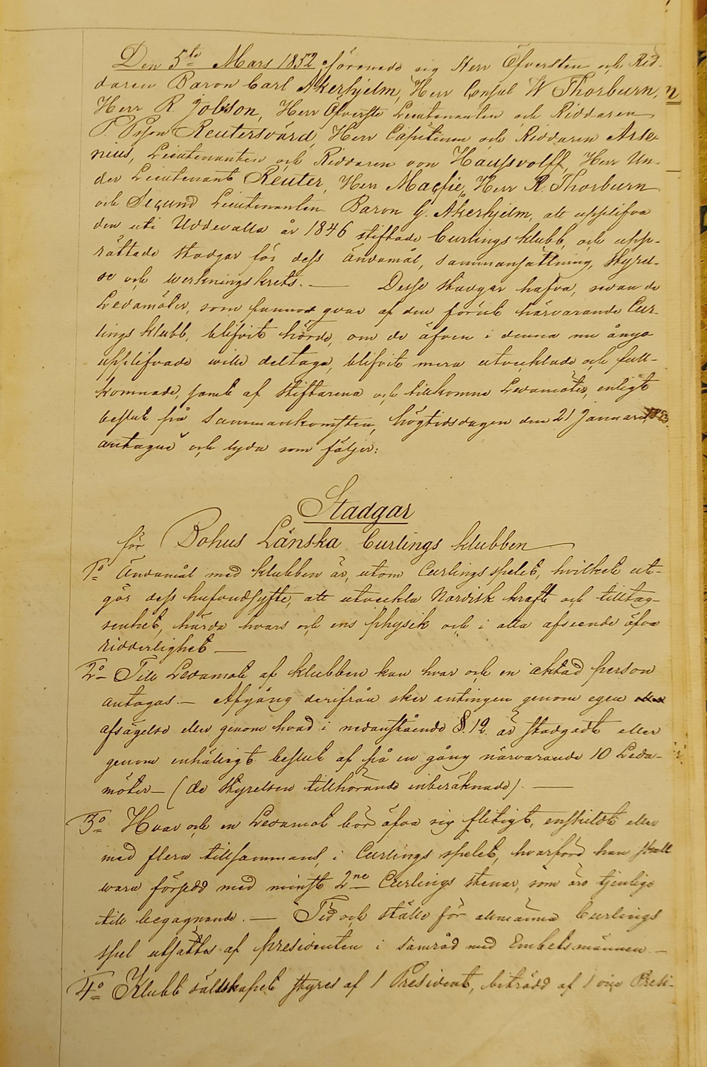 Äldre skrift från 1852 på gulnat papper