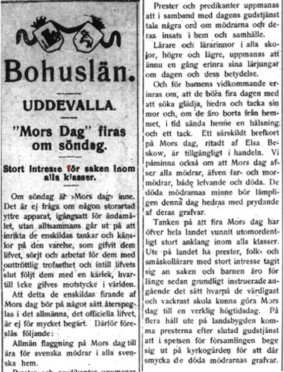 Äldre tidningsartikel från tidningen Bohus-Posten 1919-05-23