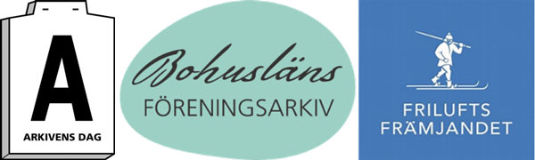Tre olika loggar. Arkivens dag till vänster. Bohusläns föreningsarkiv i mitten. Friluftsfrämjandet till höger.